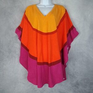 Marimekko For Target Cover Up Womens S/M Orange Pink Terry Kaftan Beach Swim